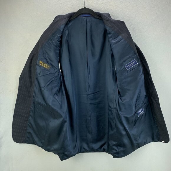 Daniel Cremieux Suit Mens 41R Pants 36 x‎ 28 Blue Pinstripe Loro Piana Wool 2pc - Picture 3 of 14